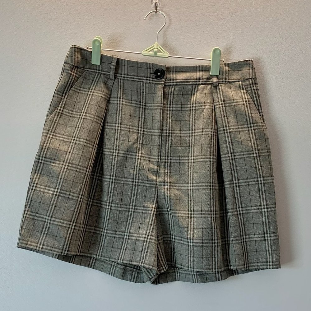 Sage Topshop Plaid Shorts